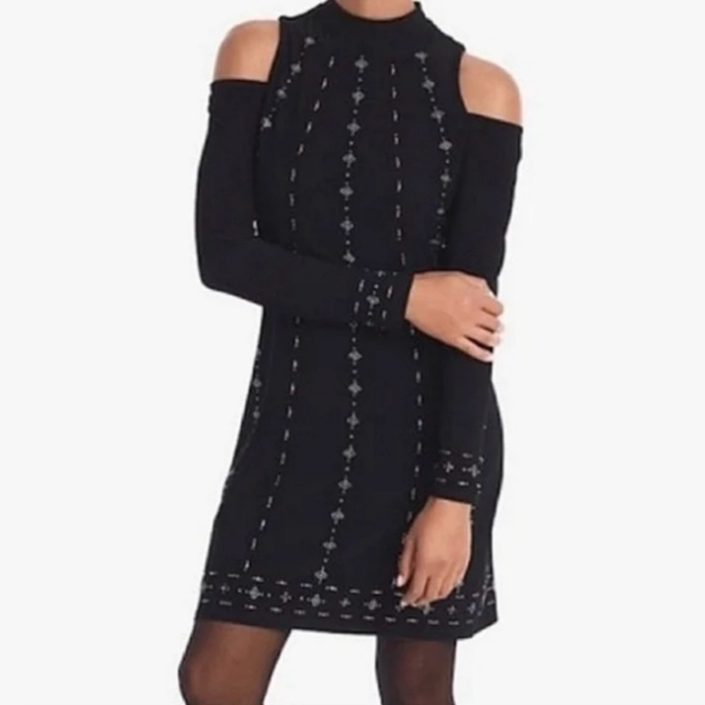 White House Black Market Beaded Dress Sz LP